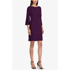 Lauren Ralph Lauren Purple Bell Sleeve Size 12 Sheath Dress Womens Party